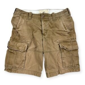 Y2K Hollister Shorts Men's 32 Brown Cargo Button Fly Carpenter Relaxed Fit Baggy